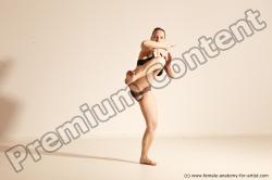 Underwear Martial art Woman White Moving poses Average long colored Dynamic poses Academic